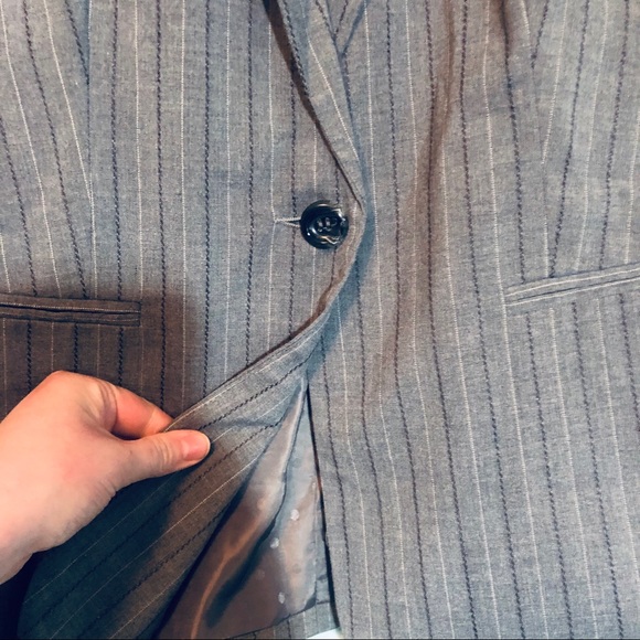 NWT Kim Rogers size 14 grey pinstripes blazer - Picture 2 of 8